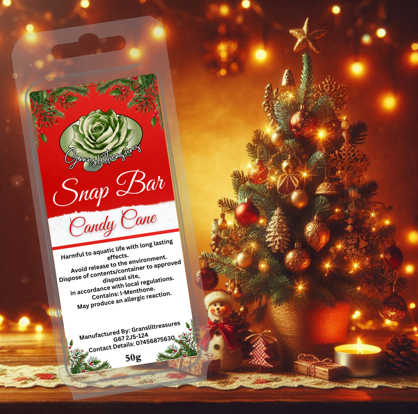 Candy Cane Christmas Wax Melt 50g