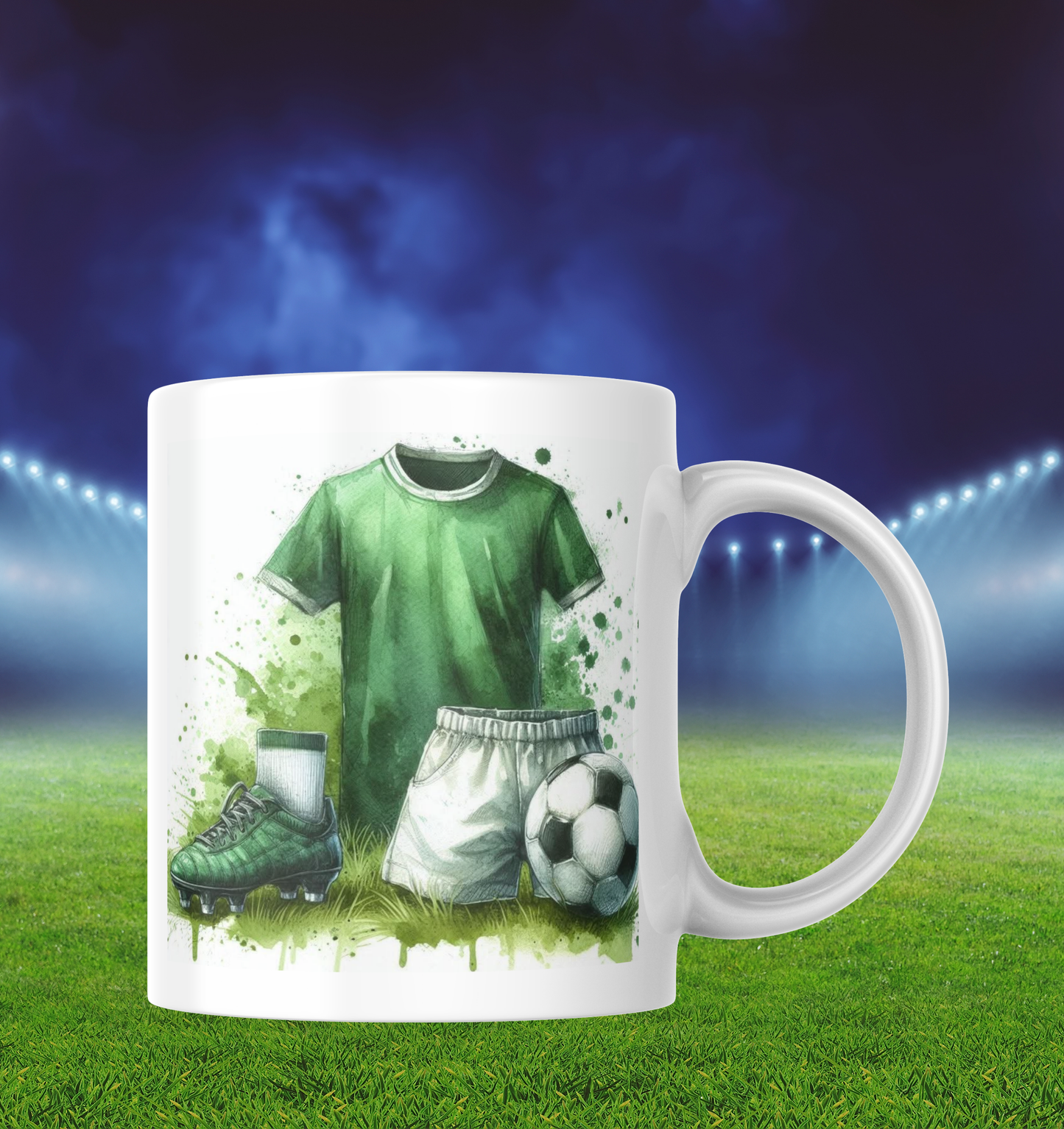 Sublimation Green/ White Football Mug